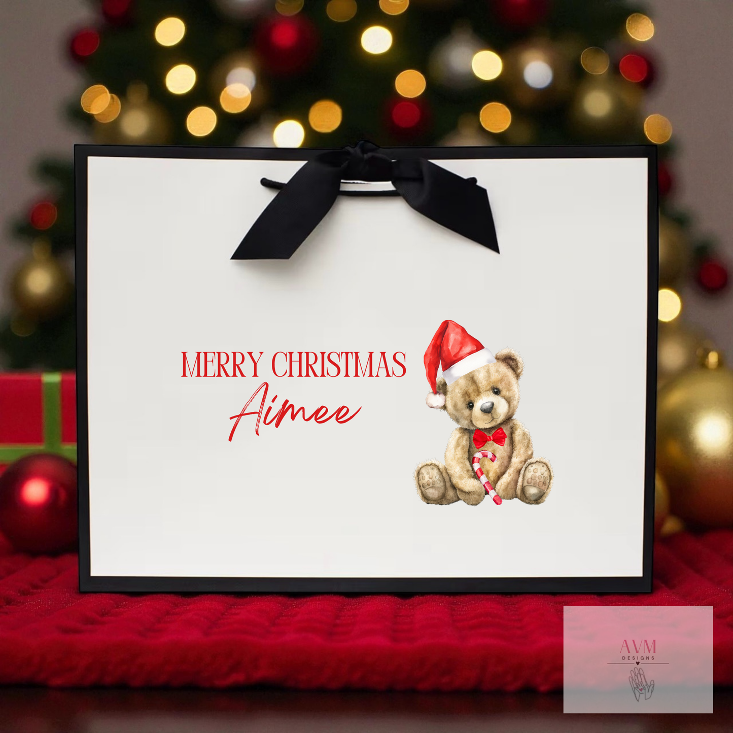 Personalised Gift Bag - Christmas Teddy