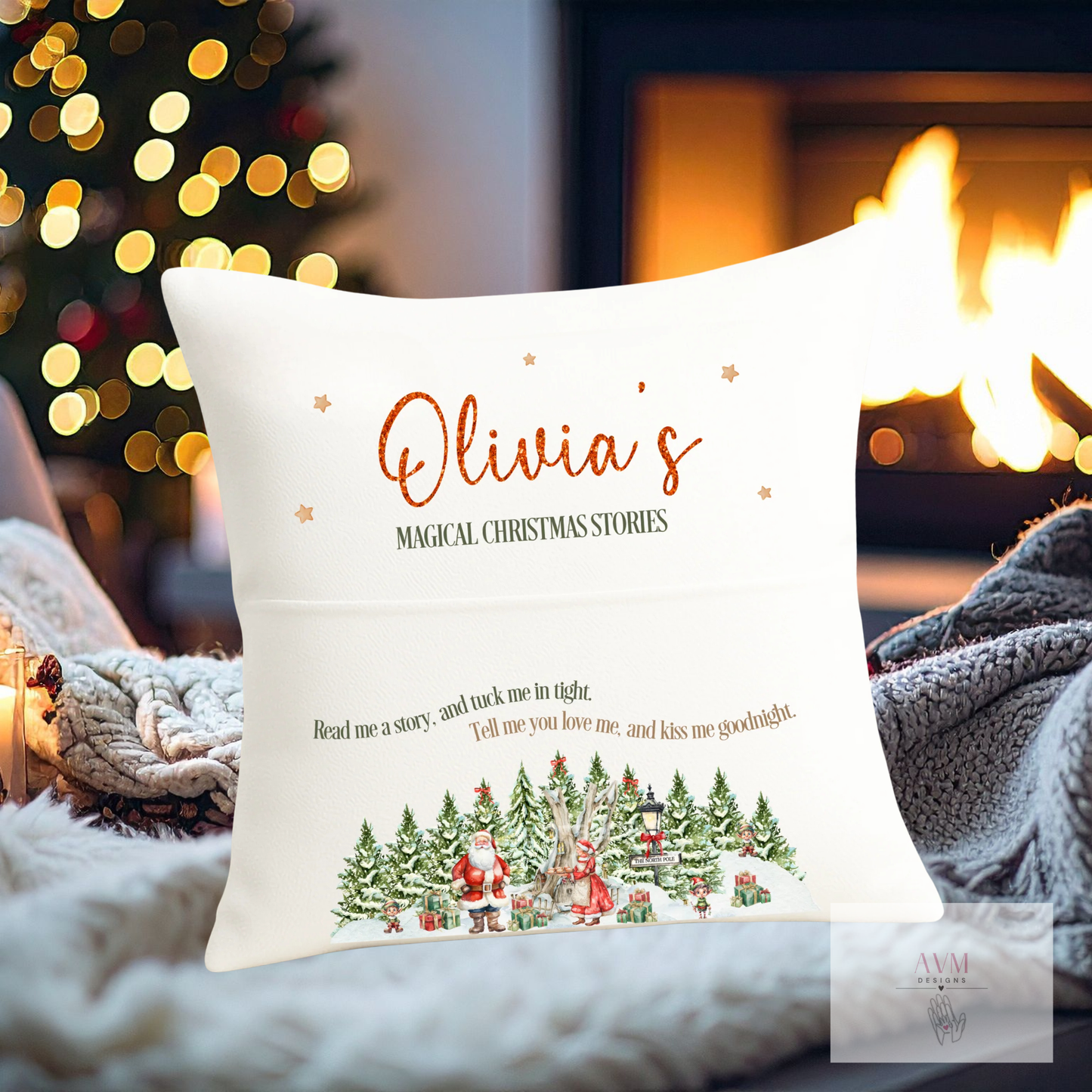 Christmas pocket cushion Christmas stories design