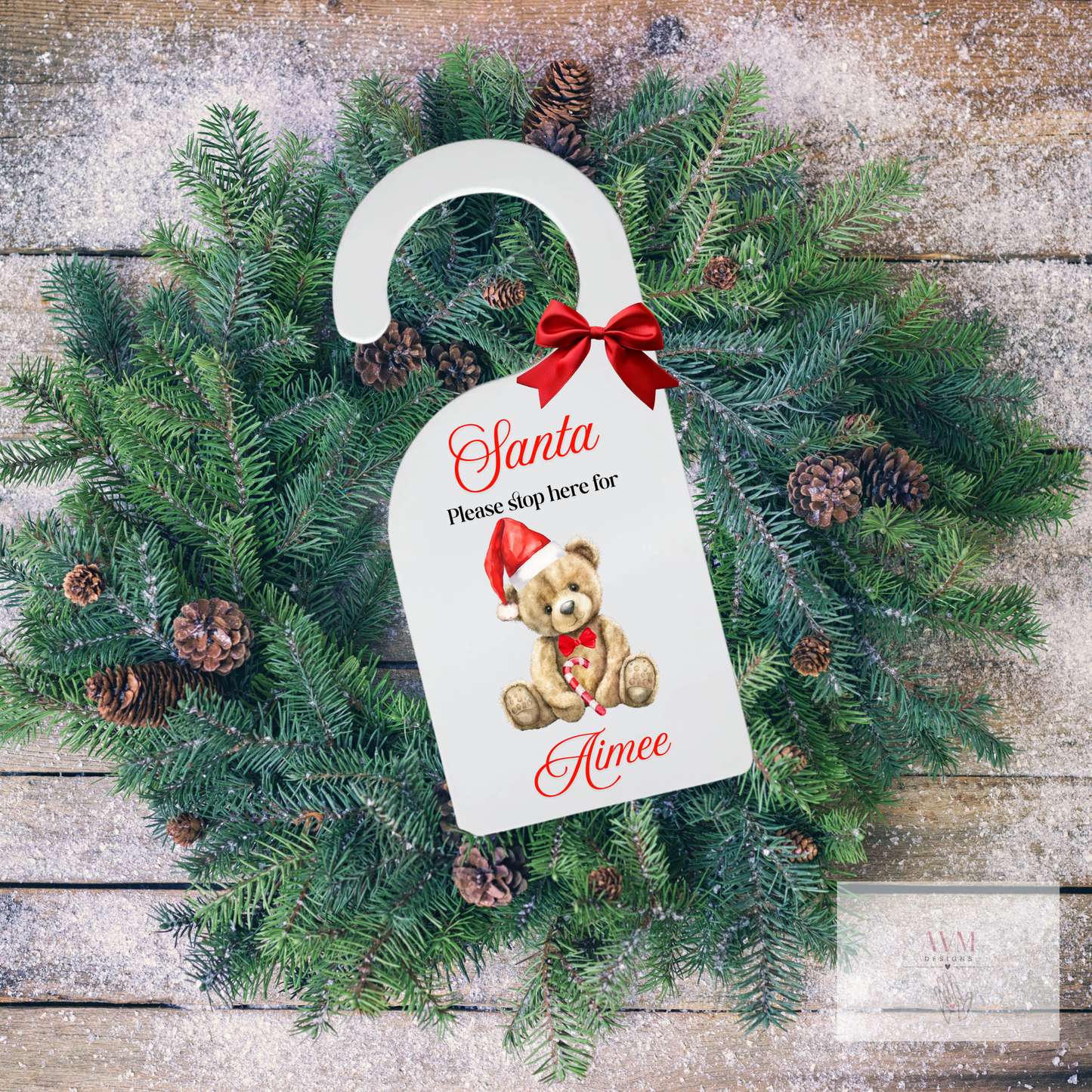 Christmas Teddy door hanger