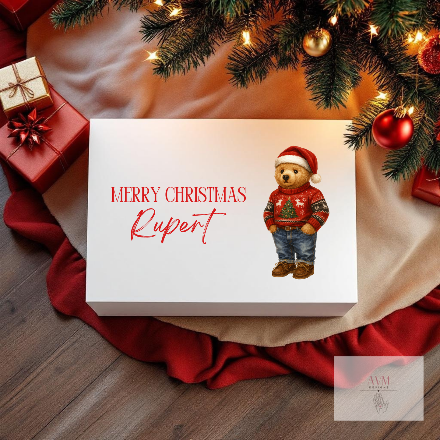 Personalised Magnetic Gift Box - Christmas Boy Bear