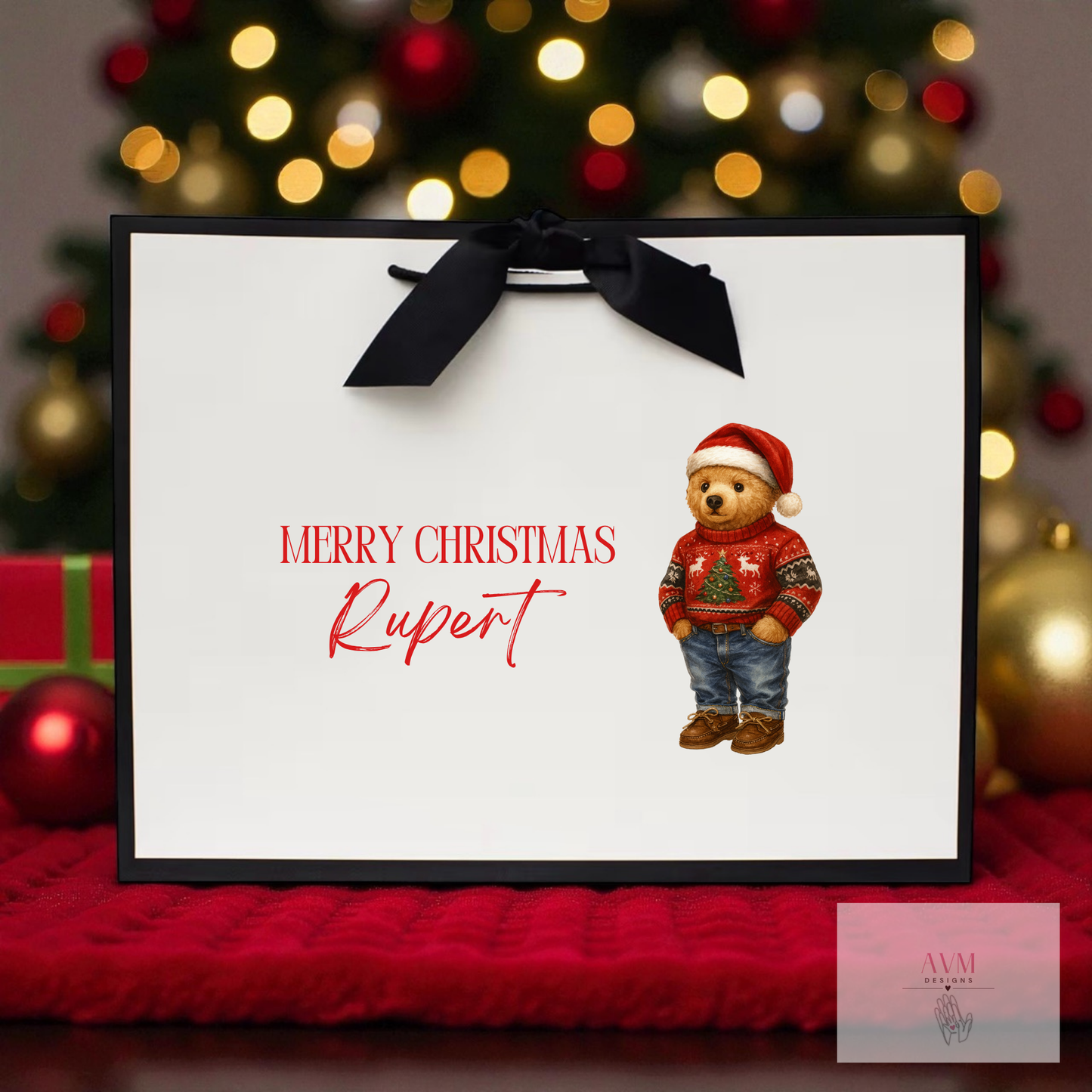 Personalised Gift Bag Boy Bear design