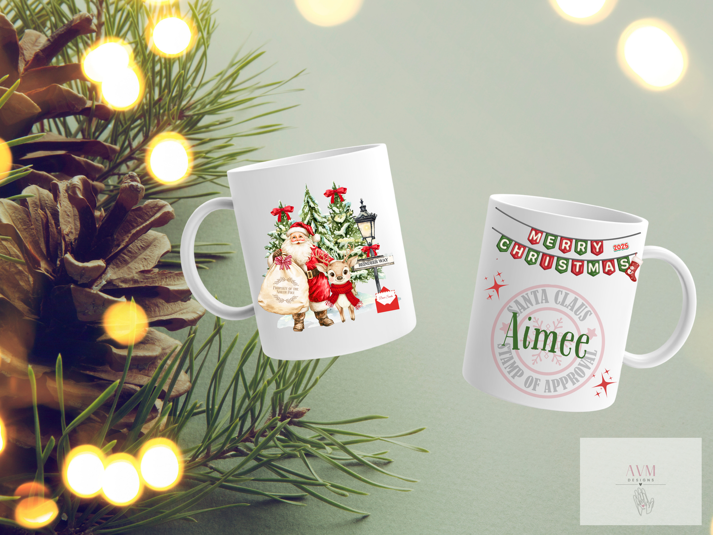 Personalised Santa Claus Stamp of Approval Mug 2025