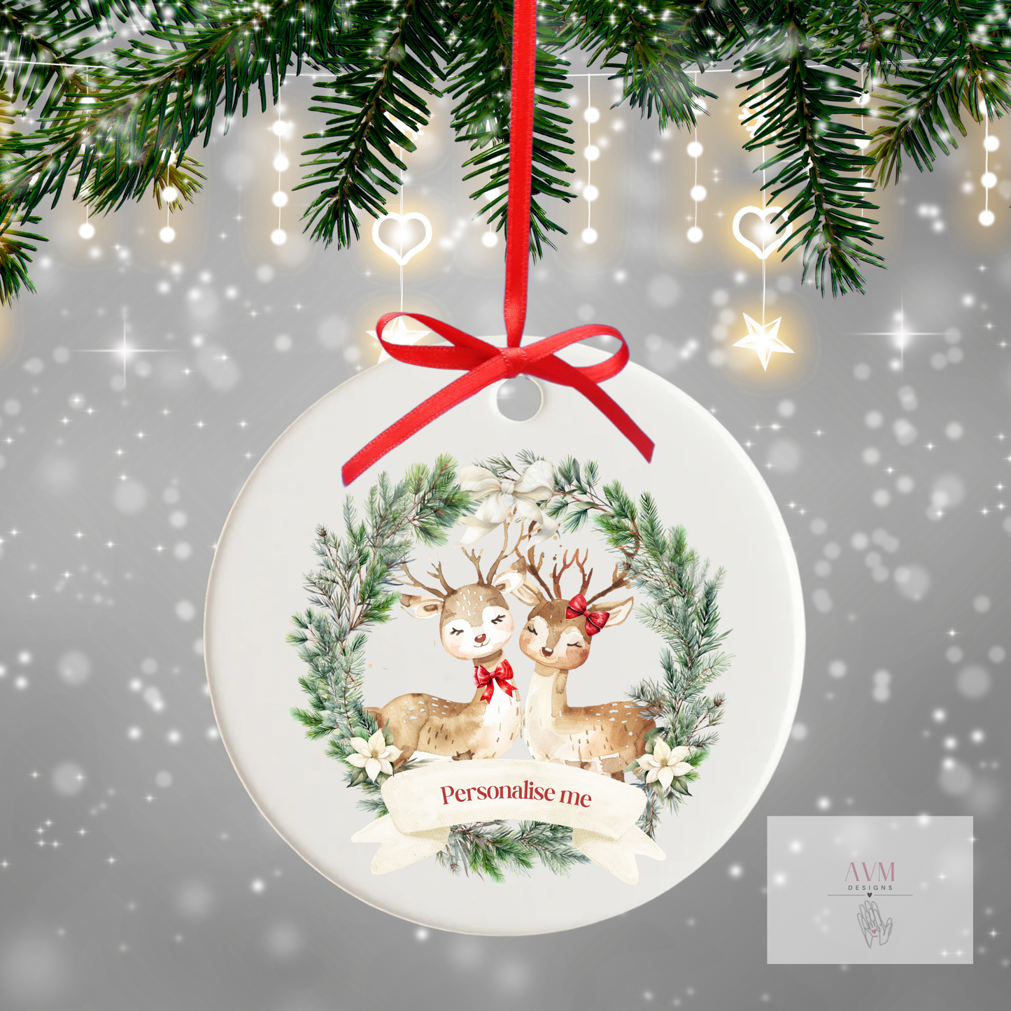 Christmas bauble deer couple