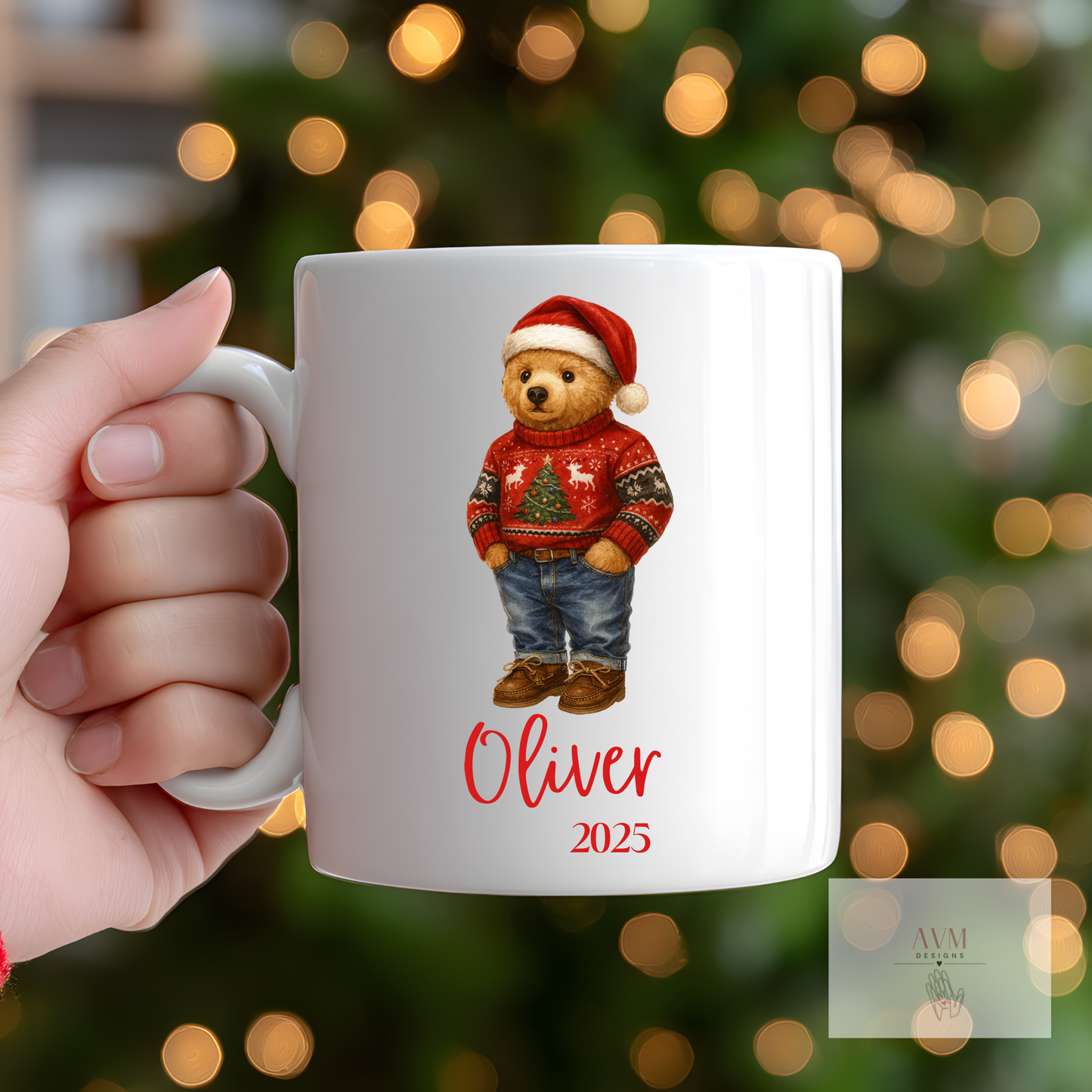 Personalised Christmas Boy Bear Mug