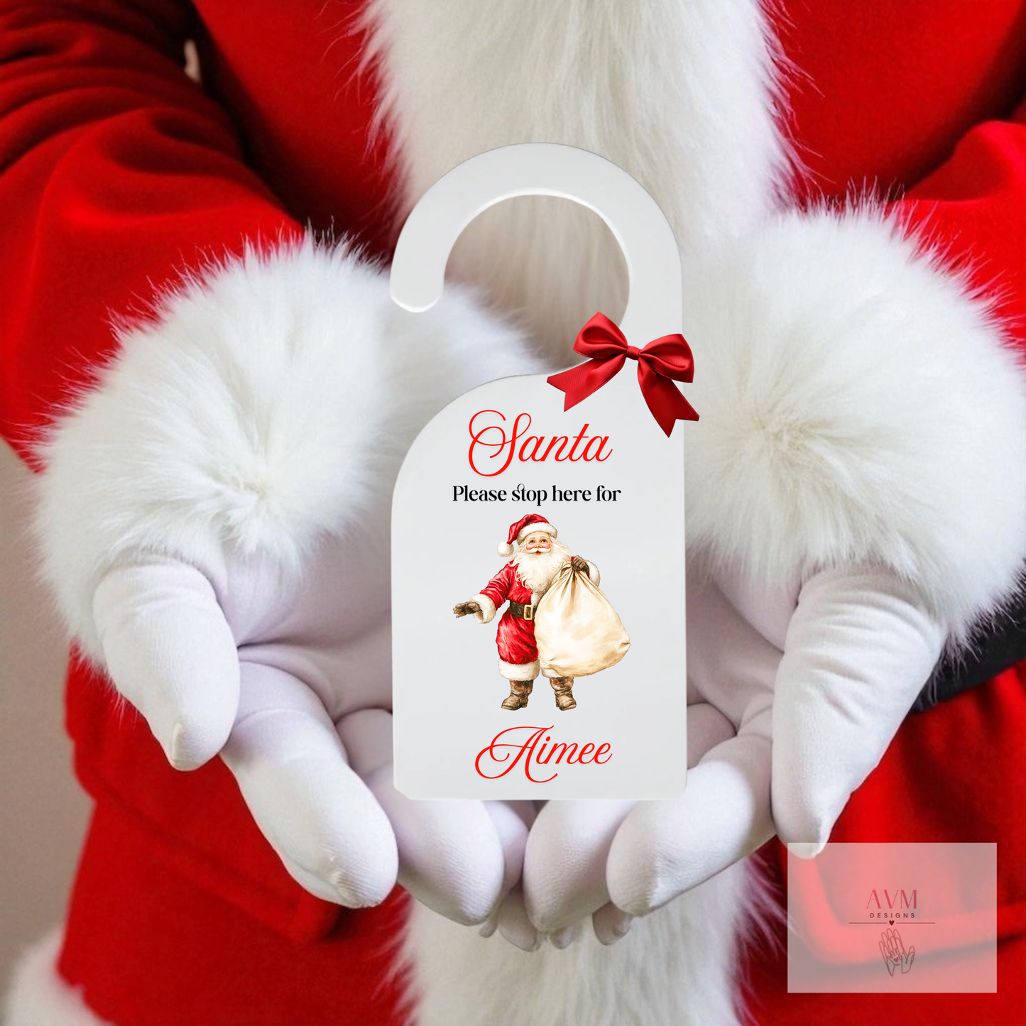 Christmas door hanger Santa and his sack