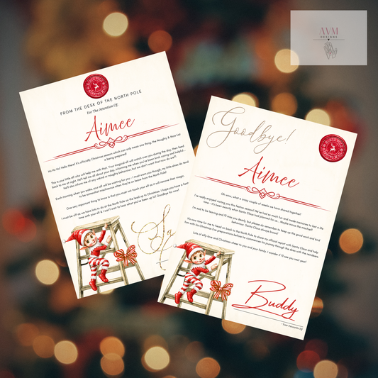 Personalised Elf arrival and goodbye letter duo bundle