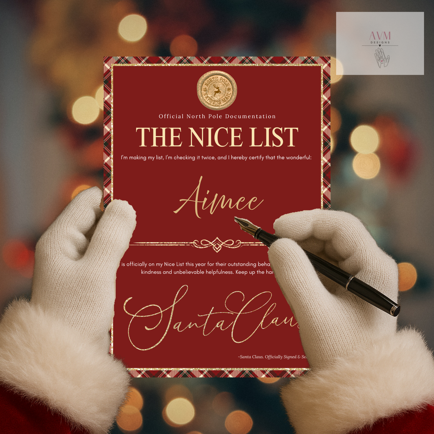 Personalised Nice List Certificate