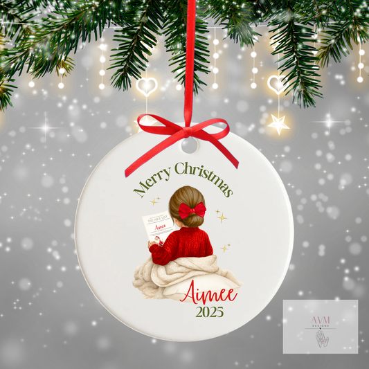 Girl/boy nice list design 2025 Christmas bauble