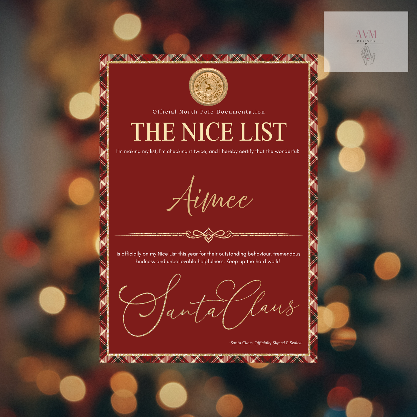 Personalised Nice List Certificate