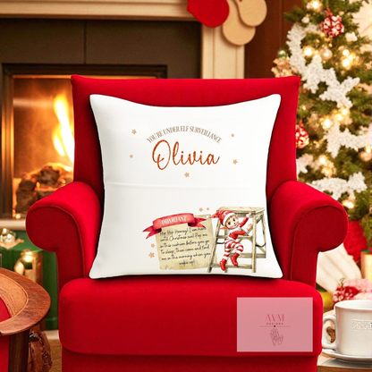 Christmas pocket cushion Elf arrival design