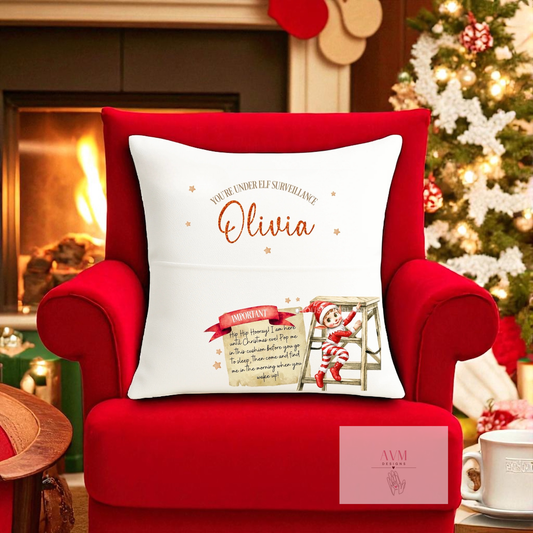 Christmas pocket cushion Elf arrival design