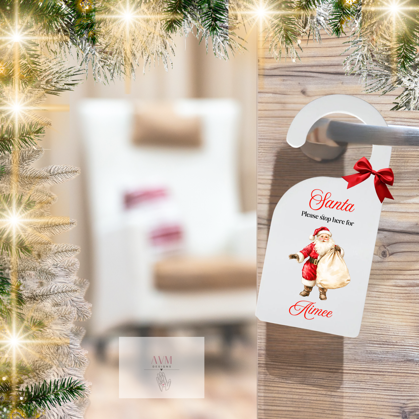 Christmas door hanger Santa and his sack