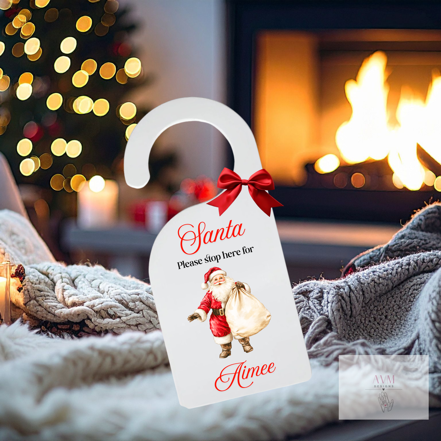 Christmas door hanger Santa and his sack