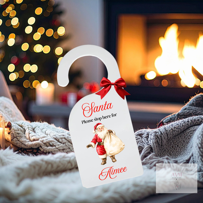 Christmas door hanger Santa and his sack