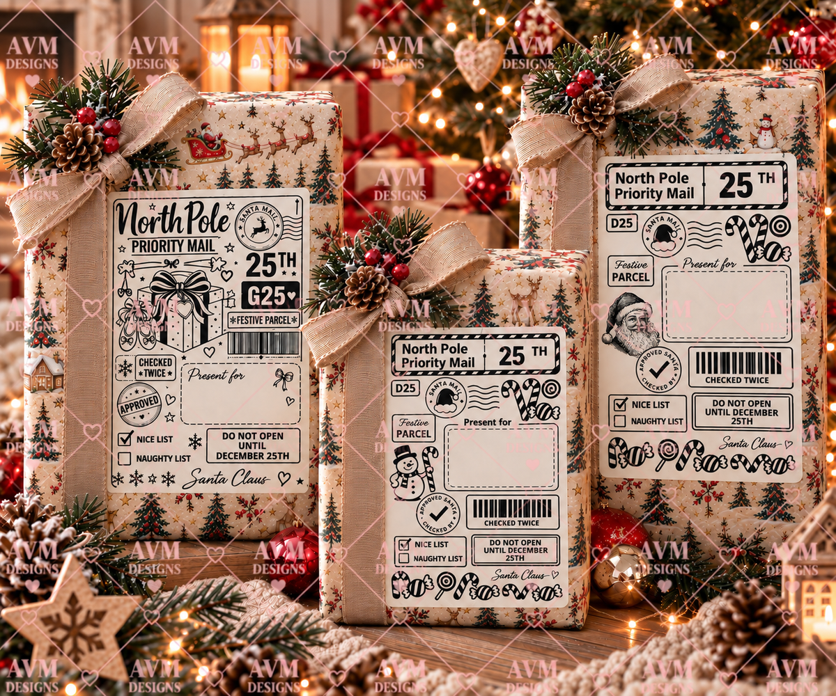 AVM Designs Mixed Christmas Gift Labels three parcel product image