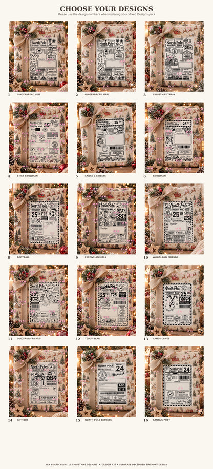 AVM Designs Mixed Christmas Gift Labels numbered design guide