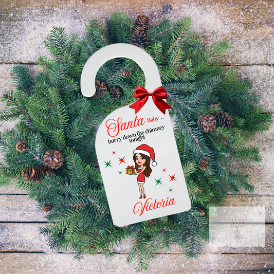 Christmas door hanger Santa baby