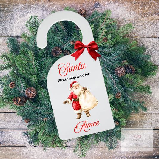 Christmas door hanger Santa and his sack
