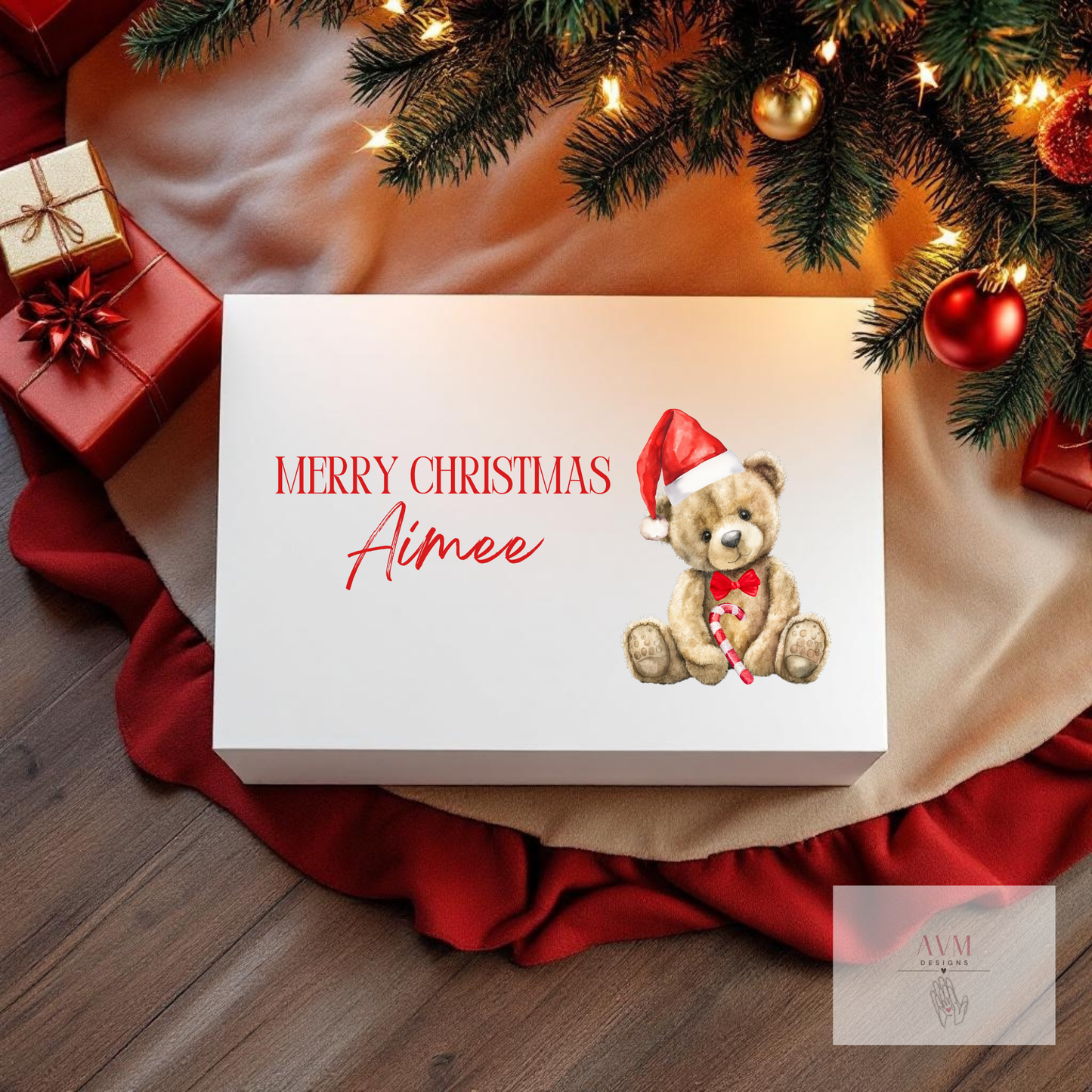 Personalised Magnetic Gift Box - Christmas Teddy