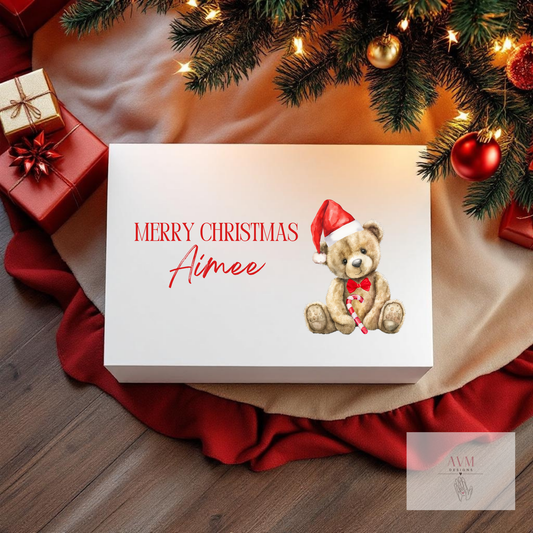 Personalised Magnetic Gift Box - Christmas Teddy