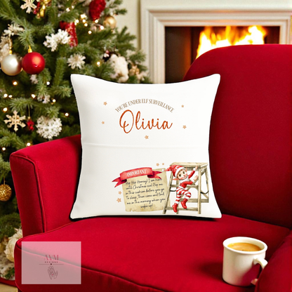 Christmas pocket cushion Elf arrival design