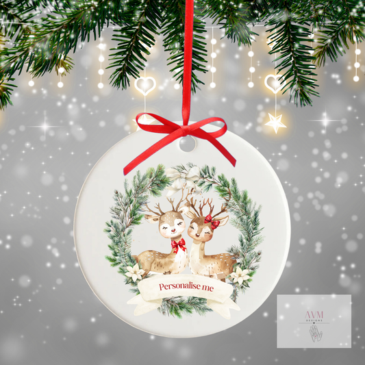 Christmas bauble deer couple
