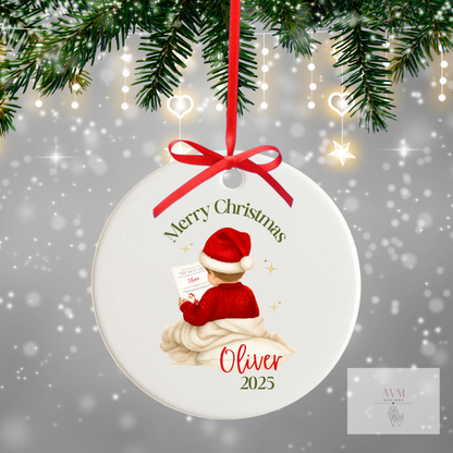 Girl/boy nice list design 2025 Christmas bauble