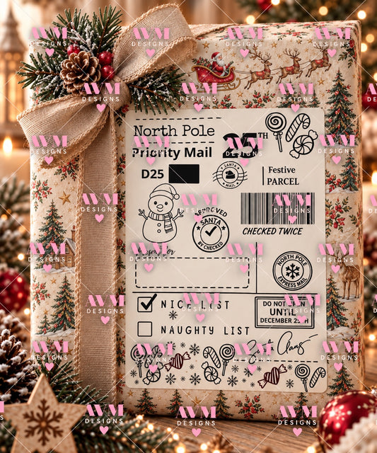 Design 4 Snowman personalised North Pole Christmas gift label