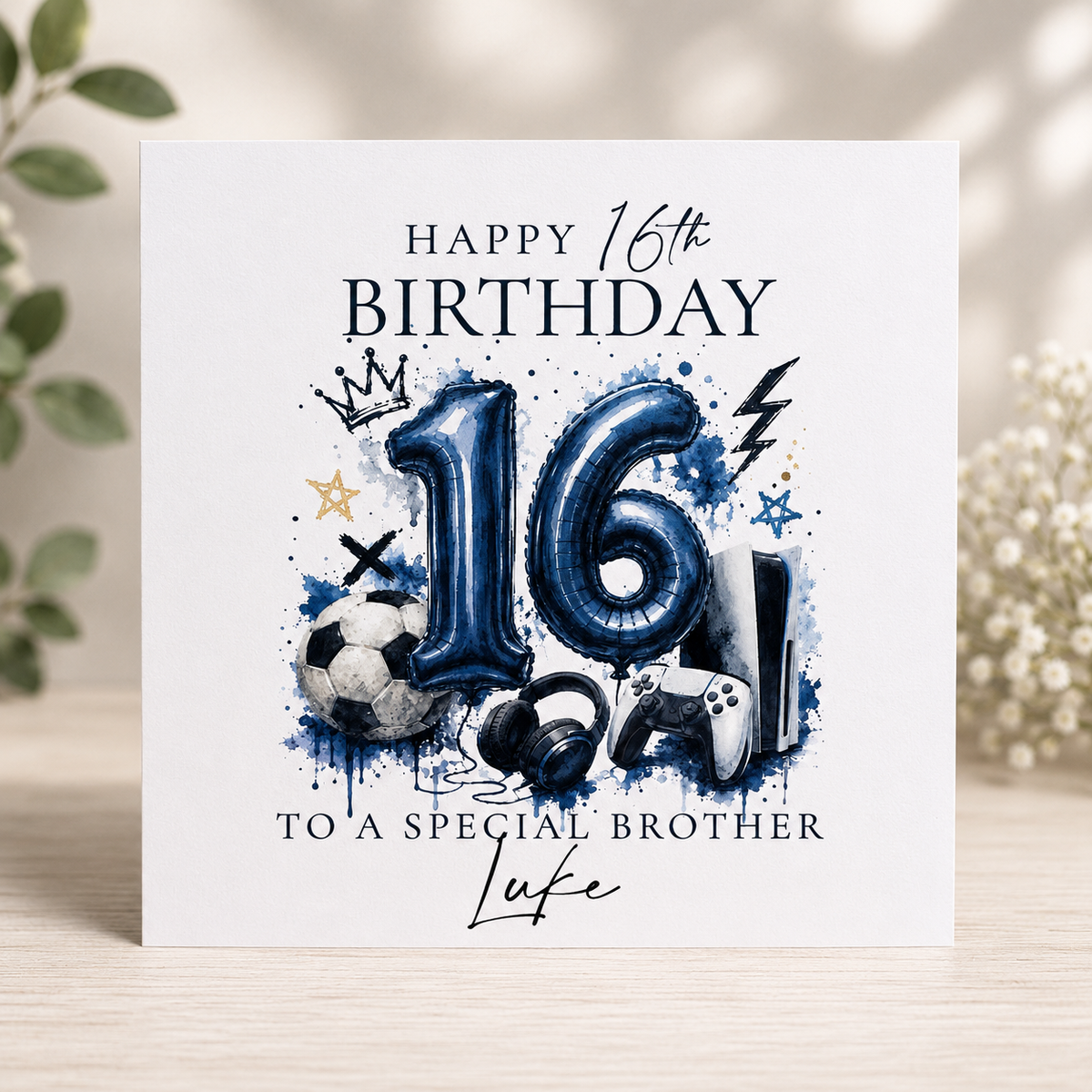 Personalised 16th birthday football and gaming card