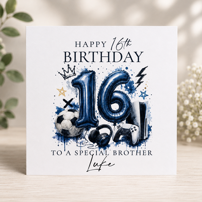 Personalised 16th birthday football and gaming card